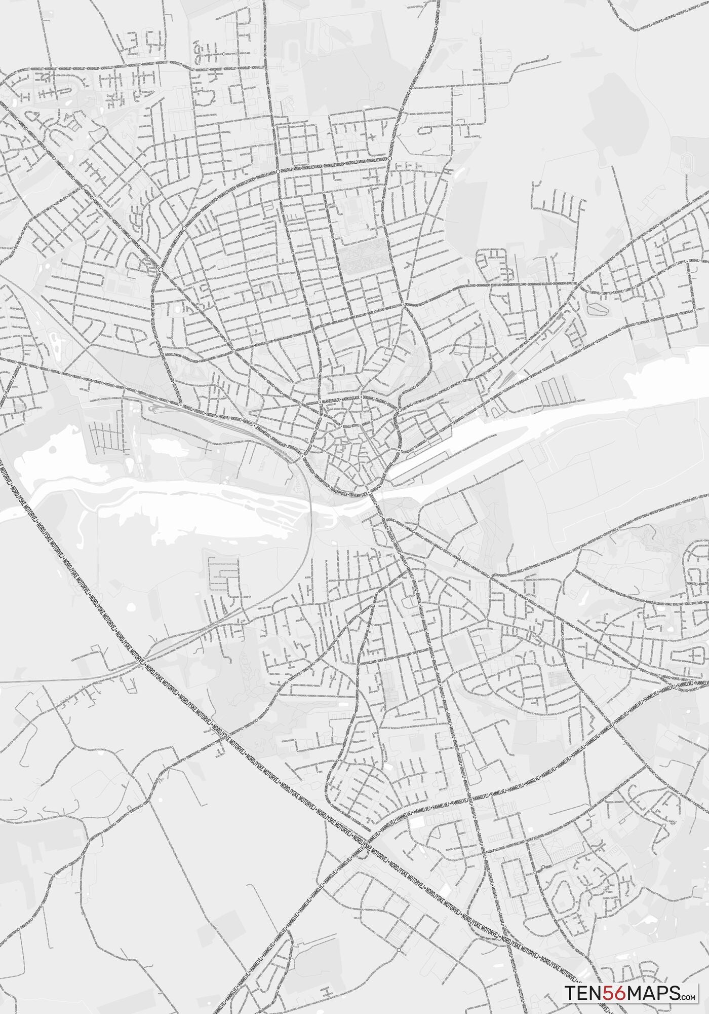 Color Variant Gray - Bright gray with mayor roads on dark gray background.