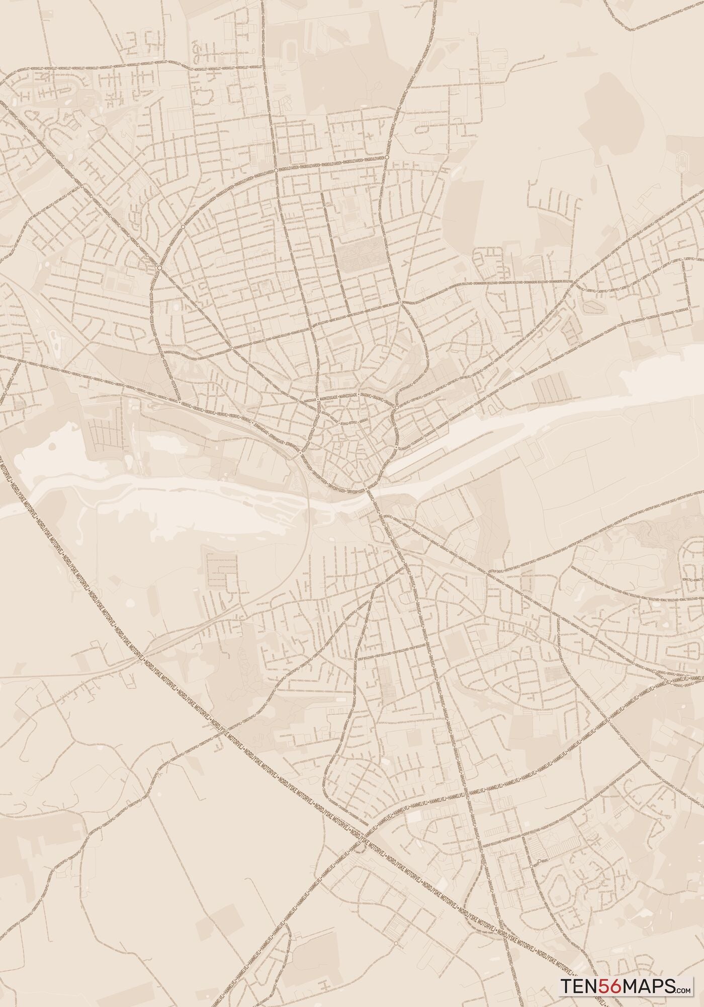 Color Variant Sand - All roads and water in a sand/beige color.