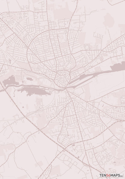 Color Variant Rose - Muted red roads and water.