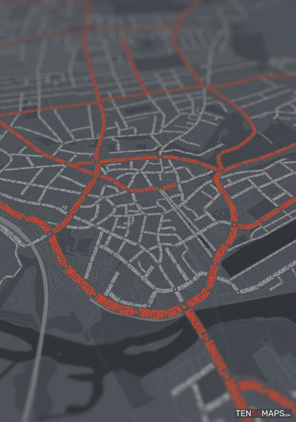 Closeup of print in Slate color scheme