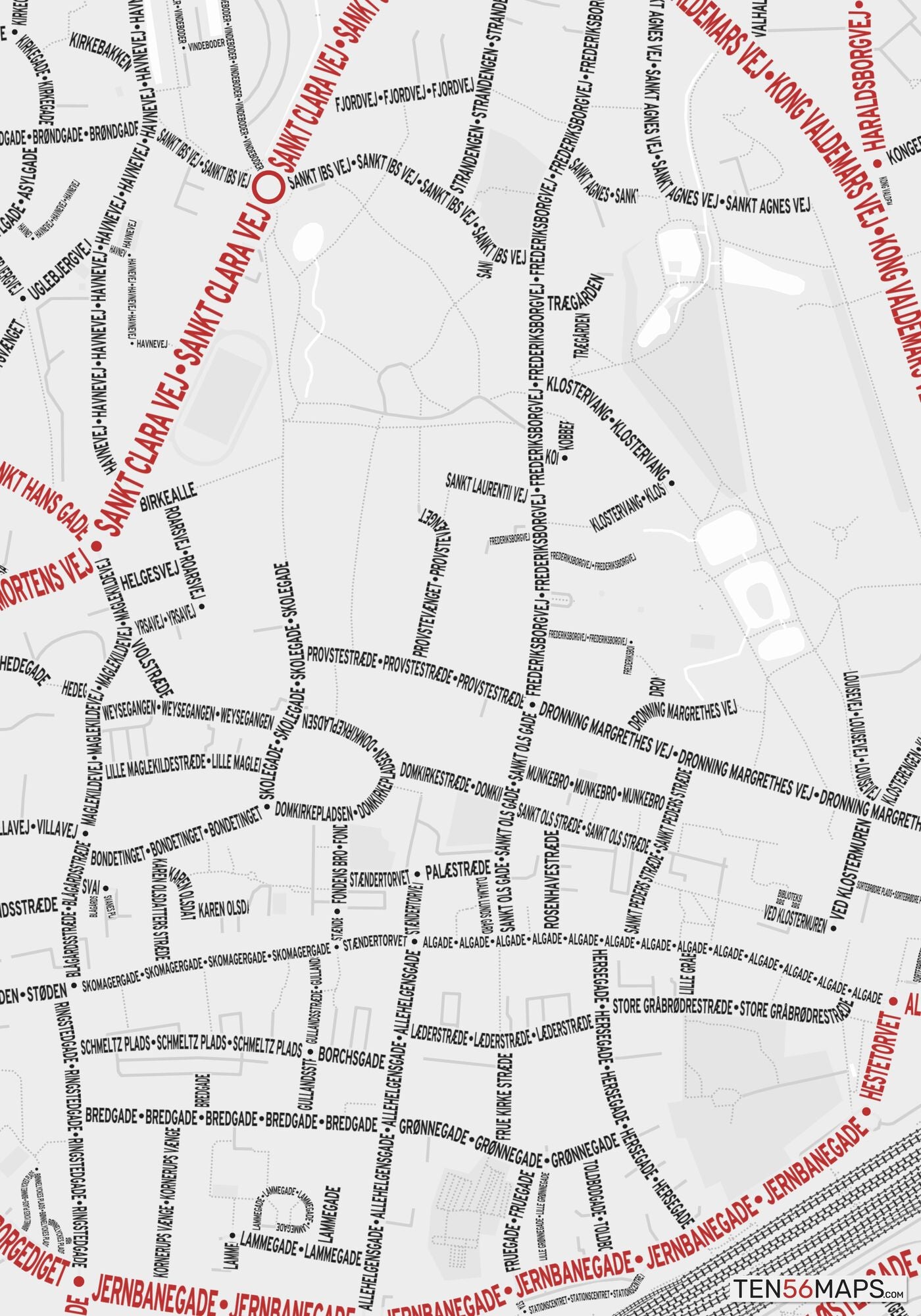 Closeup of map in Ruby color scheme.
