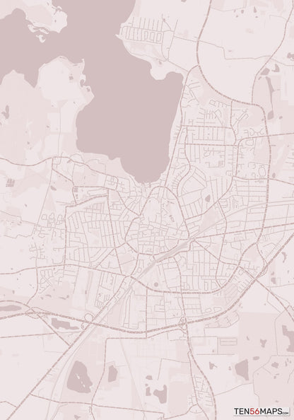 Color Variant Rose - Muted red roads and water.