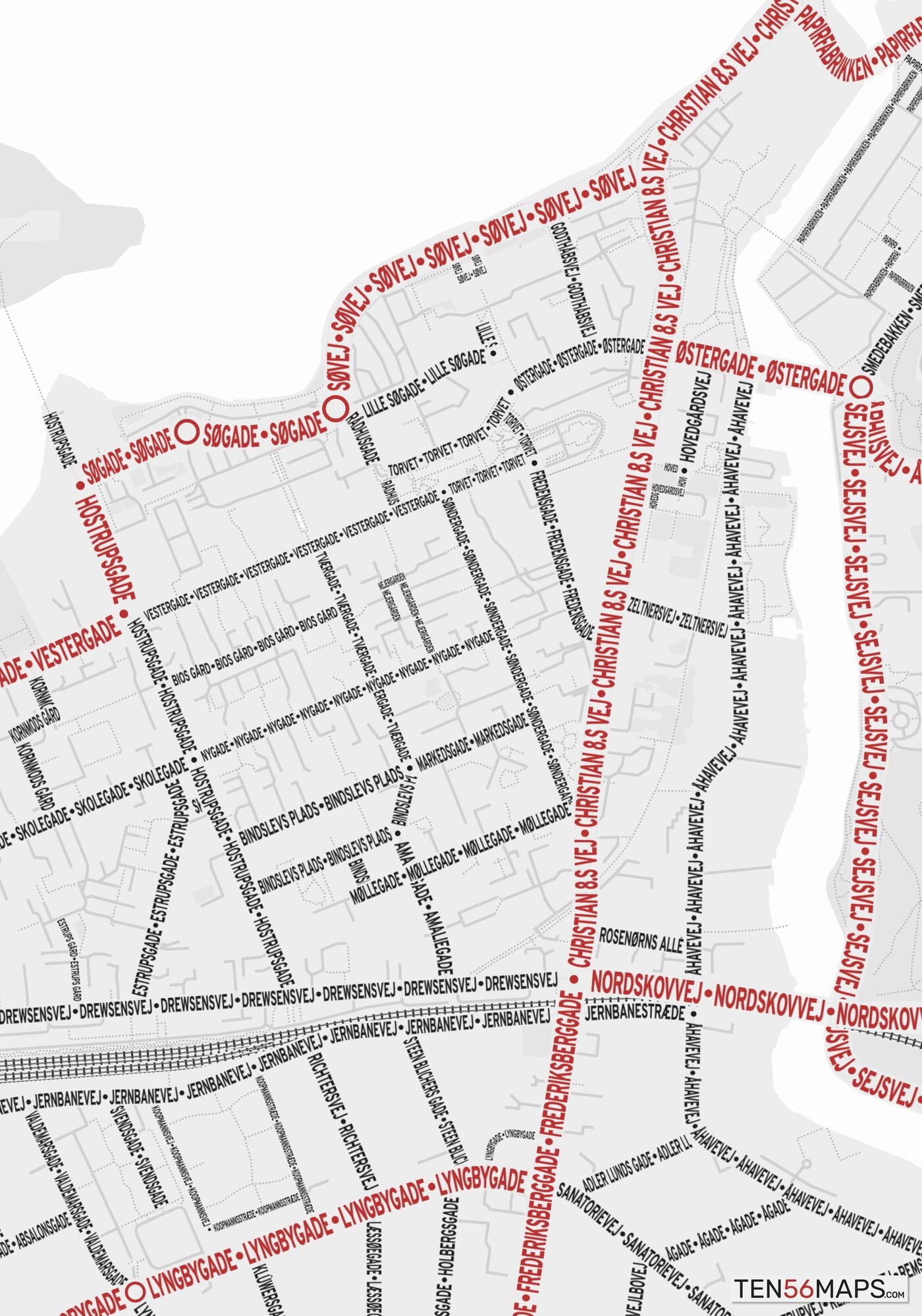 Closeup of map in Ruby color scheme.