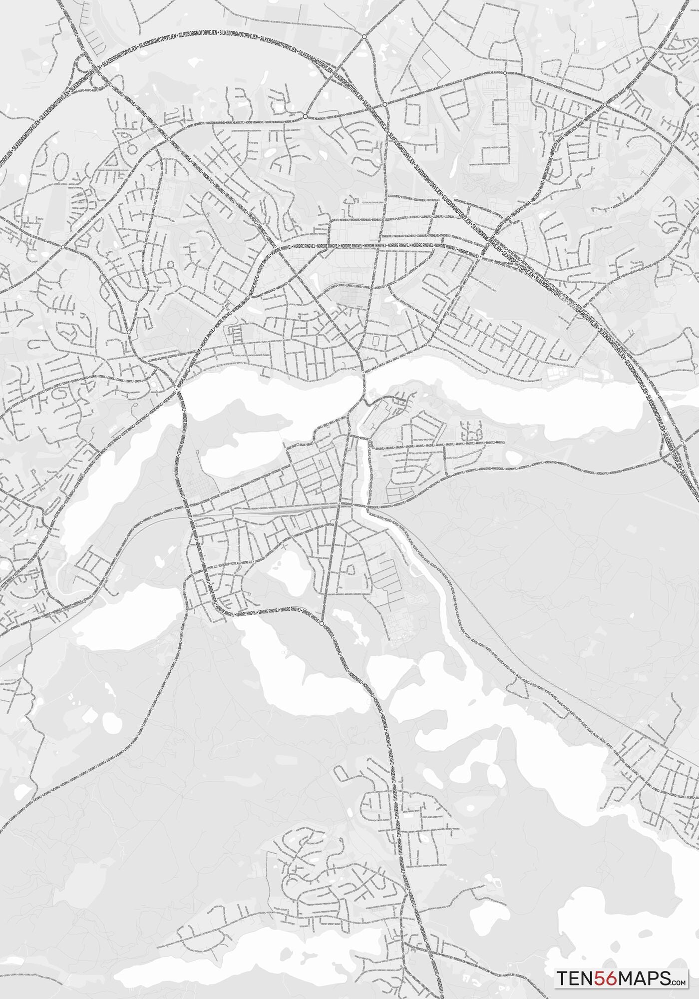 Color Variant Gray - Bright gray with mayor roads on dark gray background.