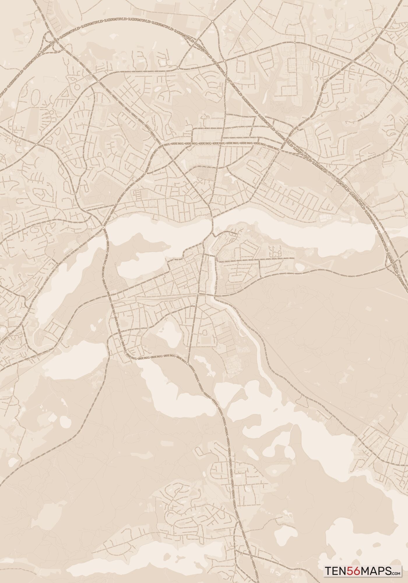 Color Variant Sand - All roads and water in a sand/beige color.