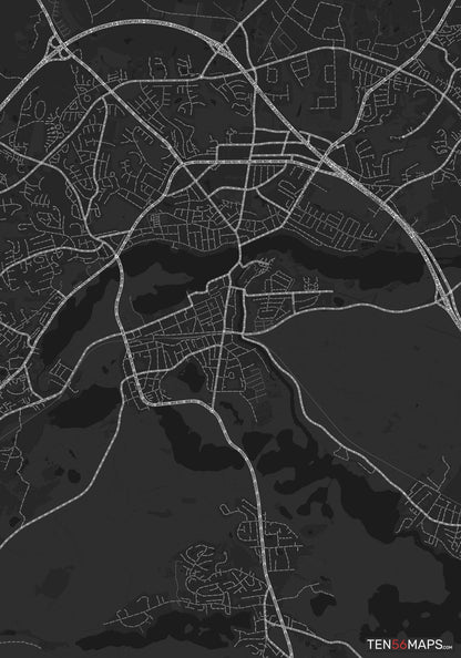 Color Variant Ruby - Dark grey with major roads highlighted in white.