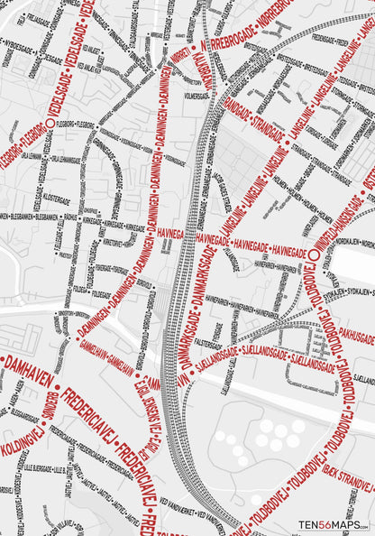 Closeup of map in Ruby color scheme.