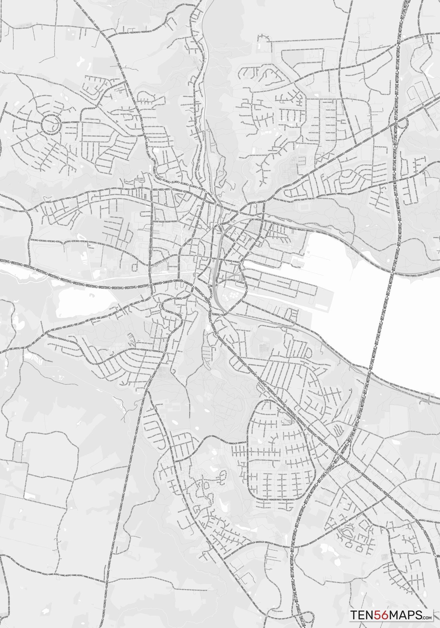Color Variant Gray - Bright gray with mayor roads on dark gray background.
