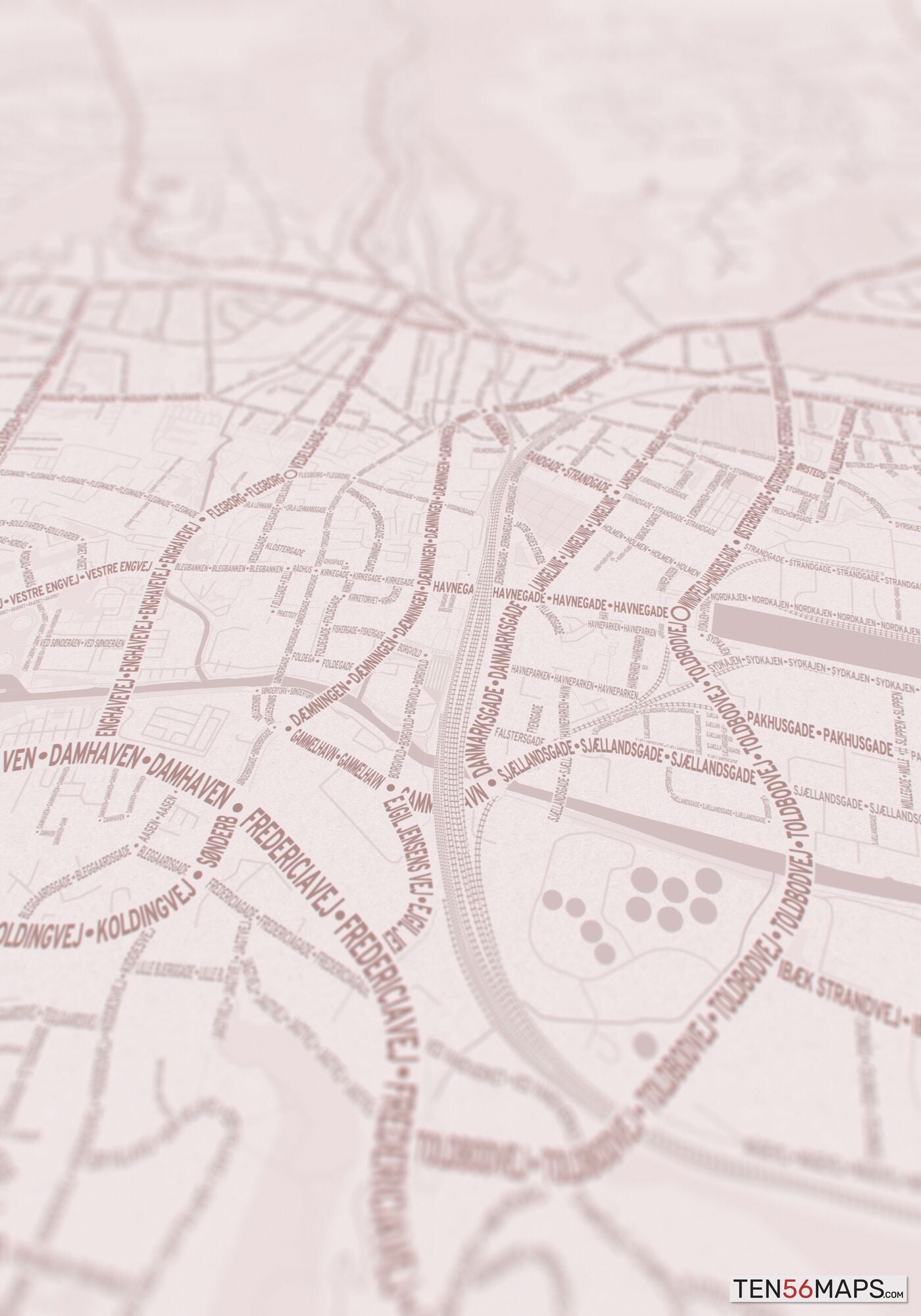 Closeup of print in Rose color scheme