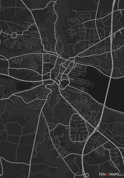 Color Variant Ruby - Dark grey with major roads highlighted in white.