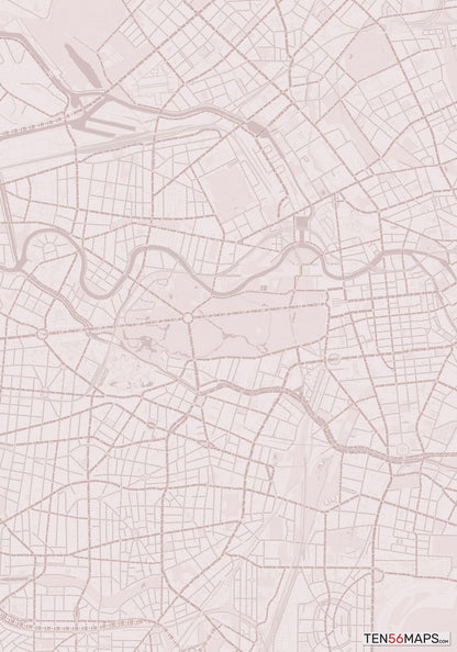 Color Variant Rose - Muted red roads and water.
