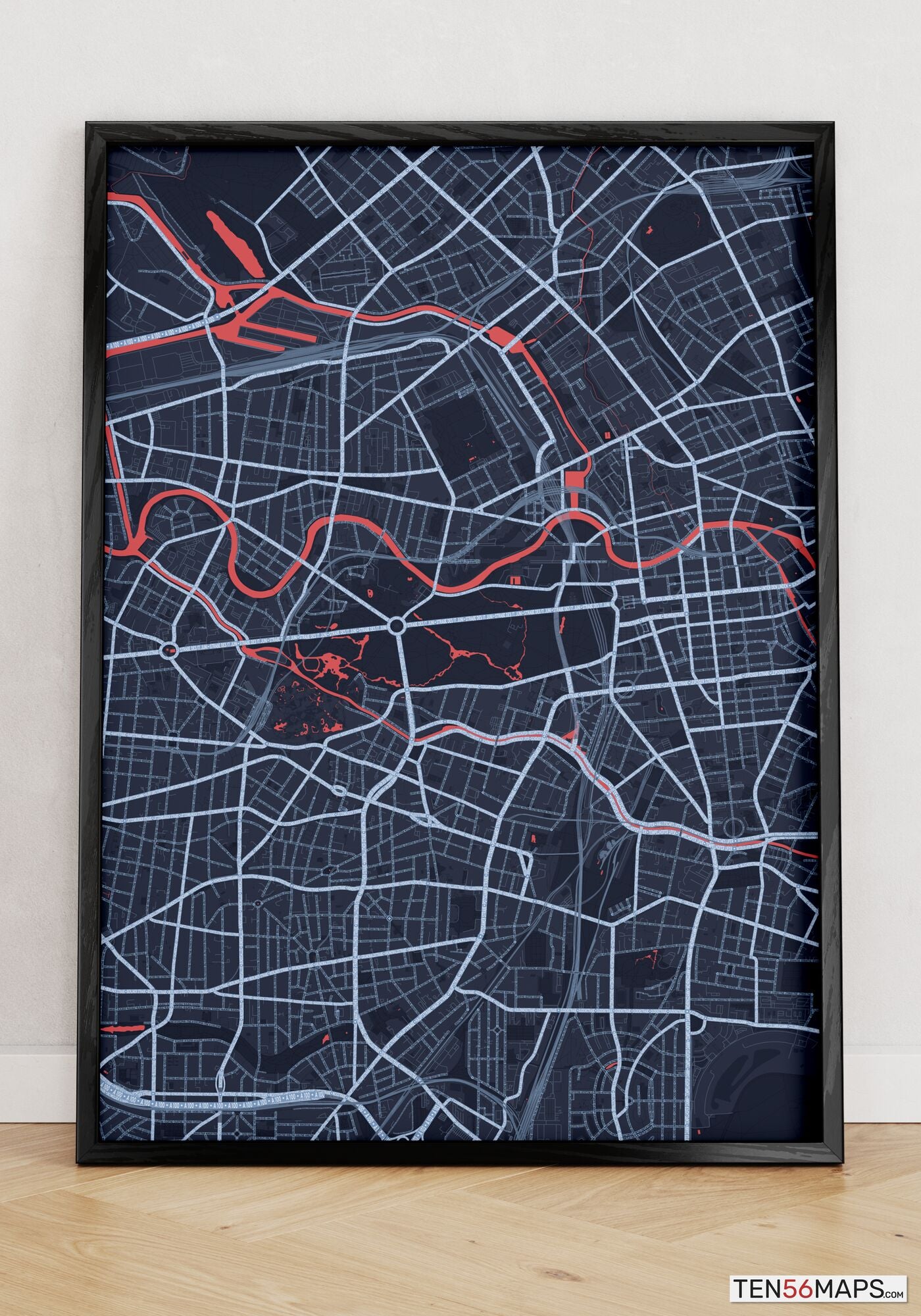 Poster standing on floor in Royal color scheme
