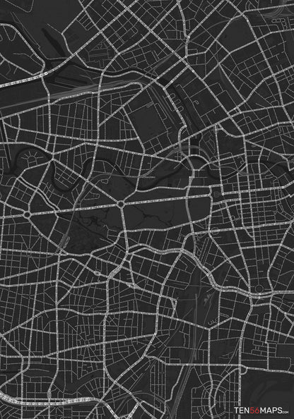 Color Variant Ruby - Dark grey with major roads highlighted in white.