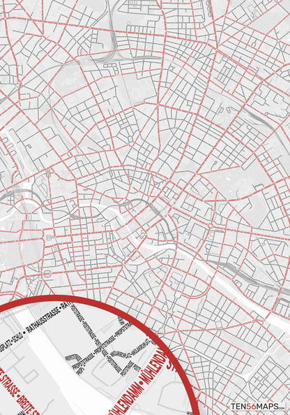 Color Variant Ruby - White with mayor roads in red.