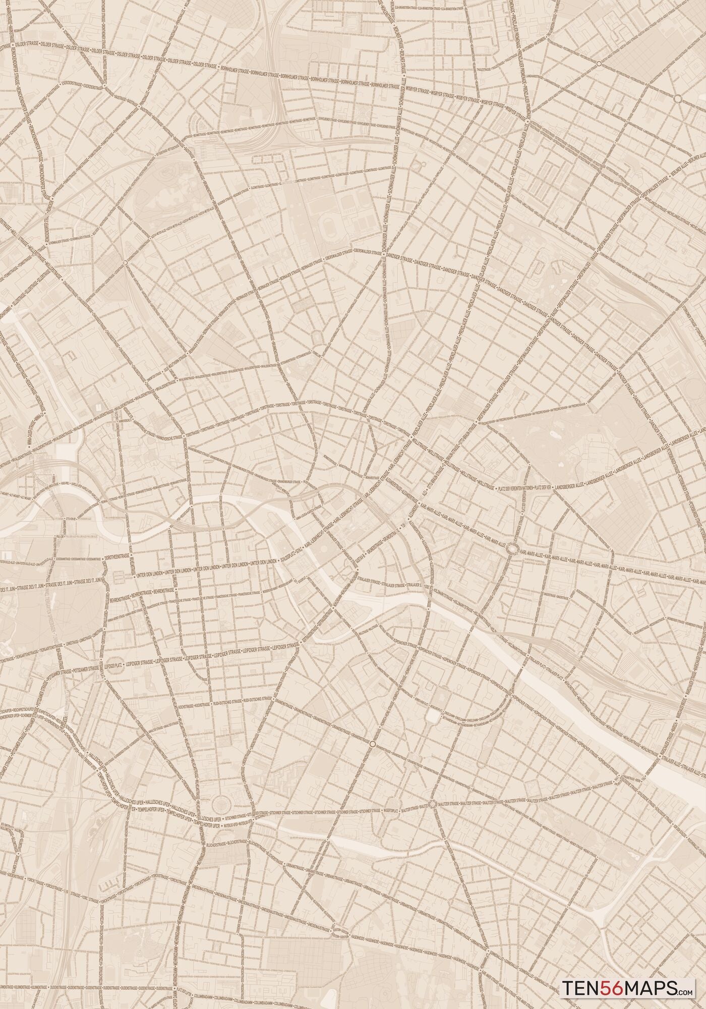 Color Variant Sand - All roads and water in a sand/beige color.