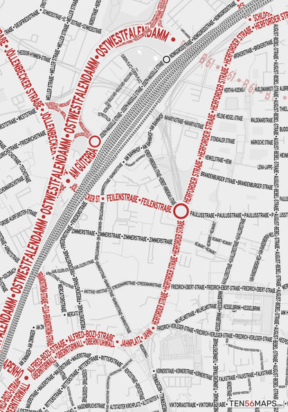 Closeup of map in Ruby color scheme.