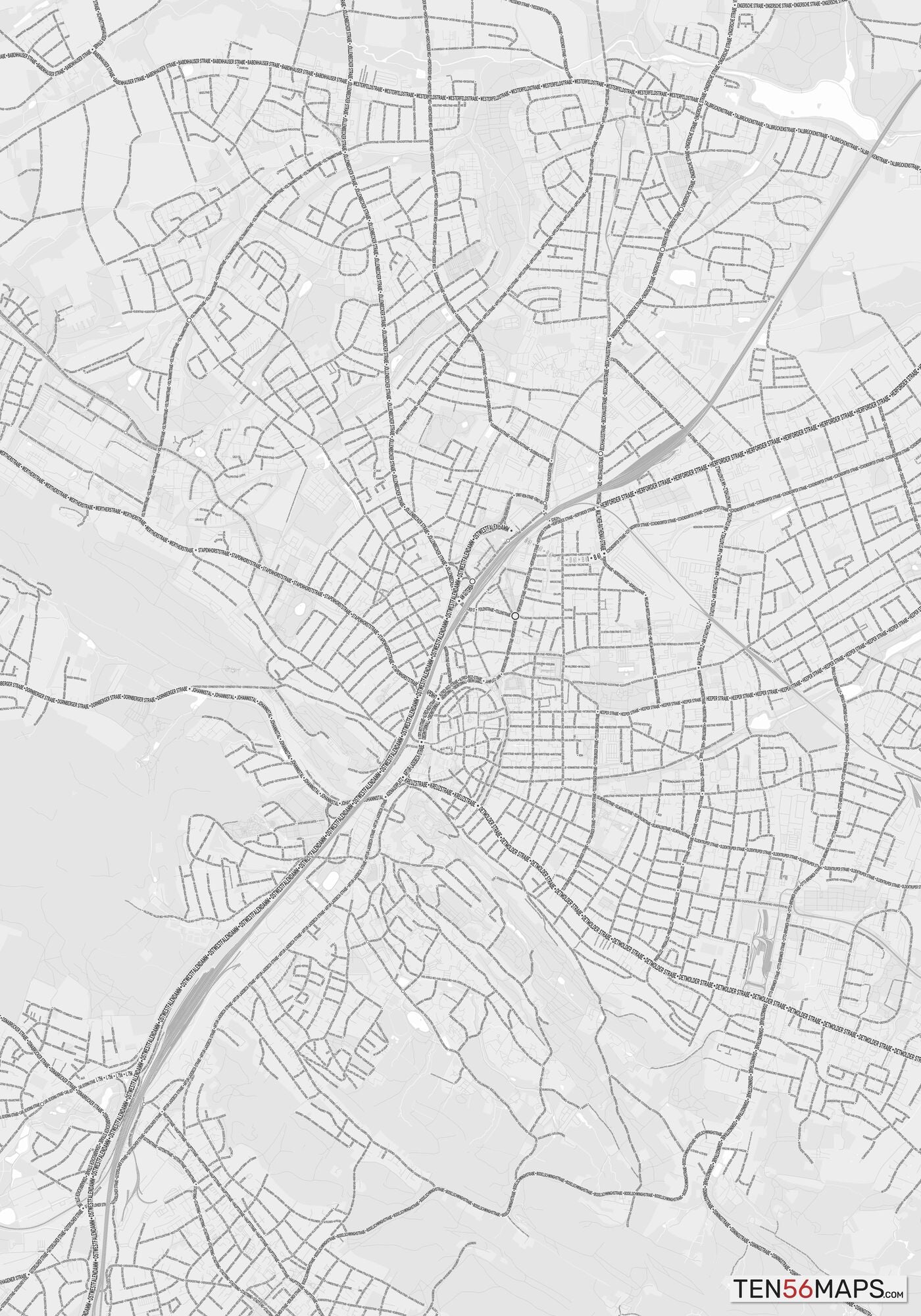 Color Variant Gray - Bright gray with mayor roads on dark gray background.