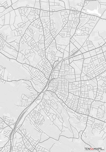 Color Variant Gray - Bright gray with mayor roads on dark gray background.