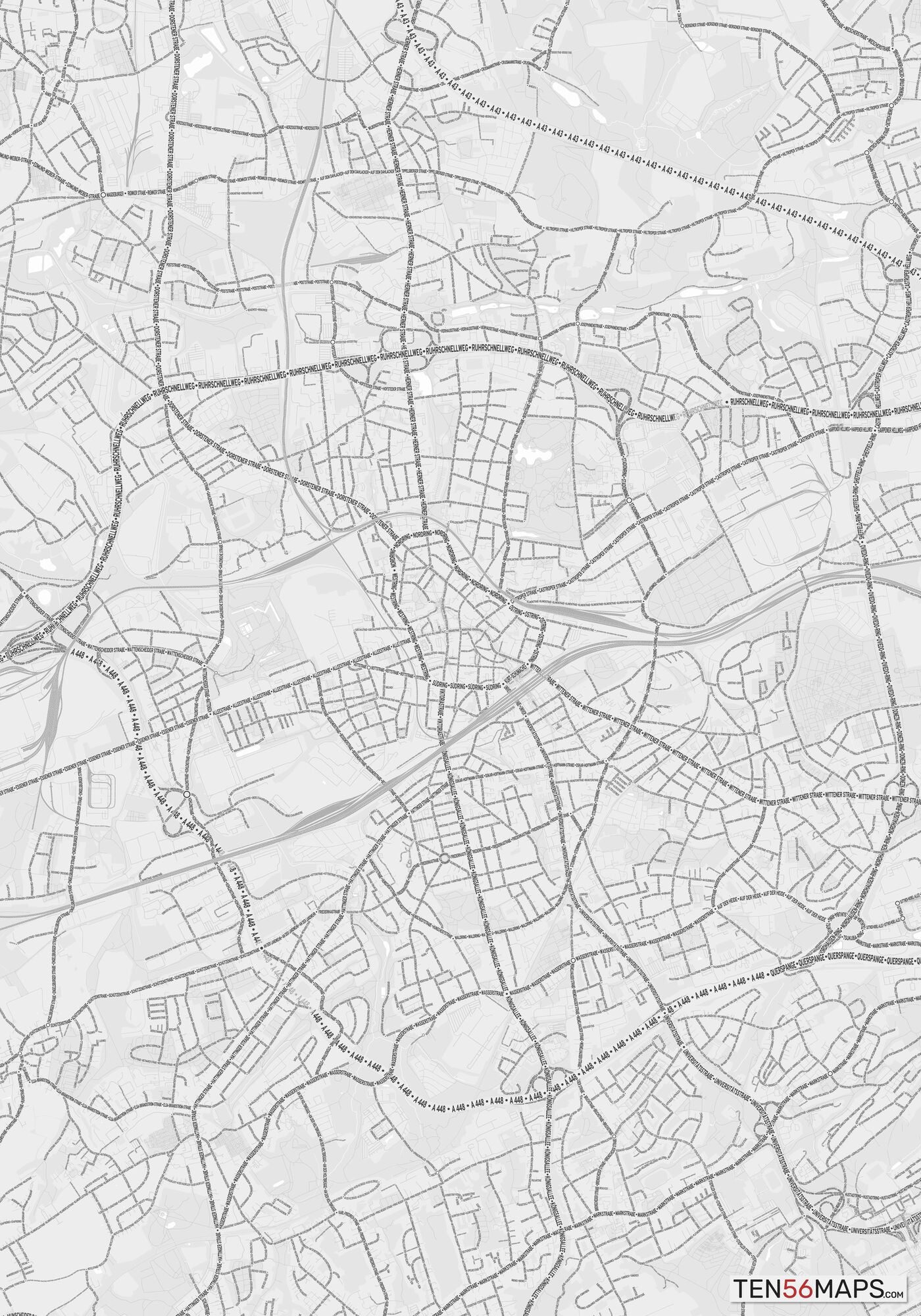 Color Variant Gray - Bright gray with mayor roads on dark gray background.