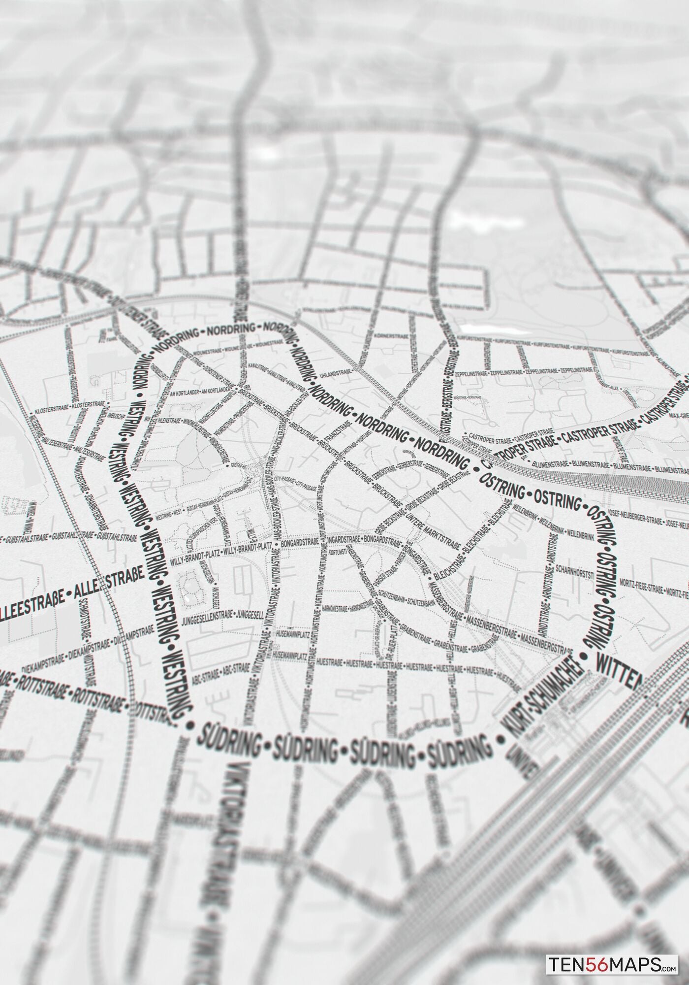 Closeup of print in Gray color scheme