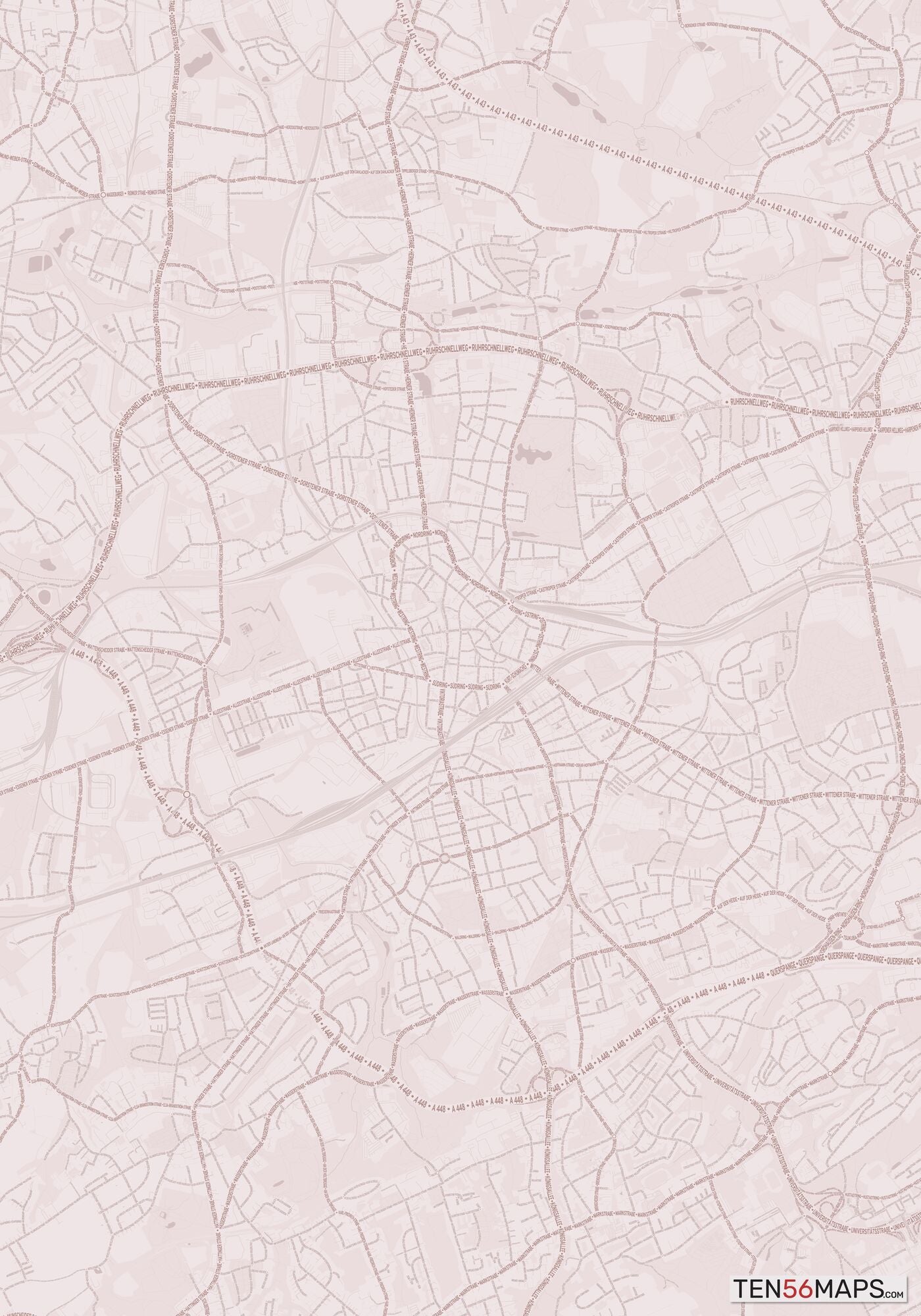 Color Variant Rose - Muted red roads and water.