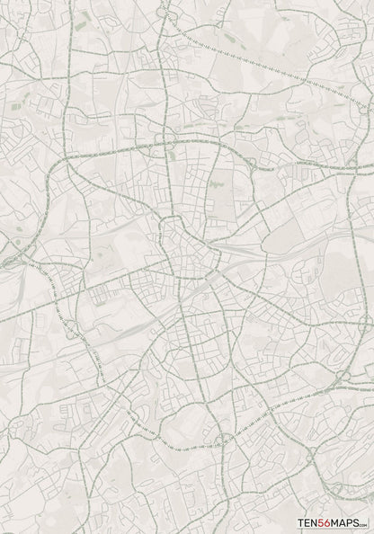 Color Variant Mint - Muted green water and major roads in darker green.