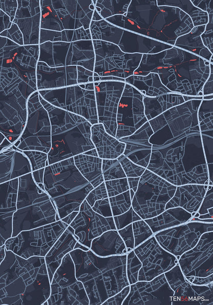 Color Variant Royal - Blue land with water in red.