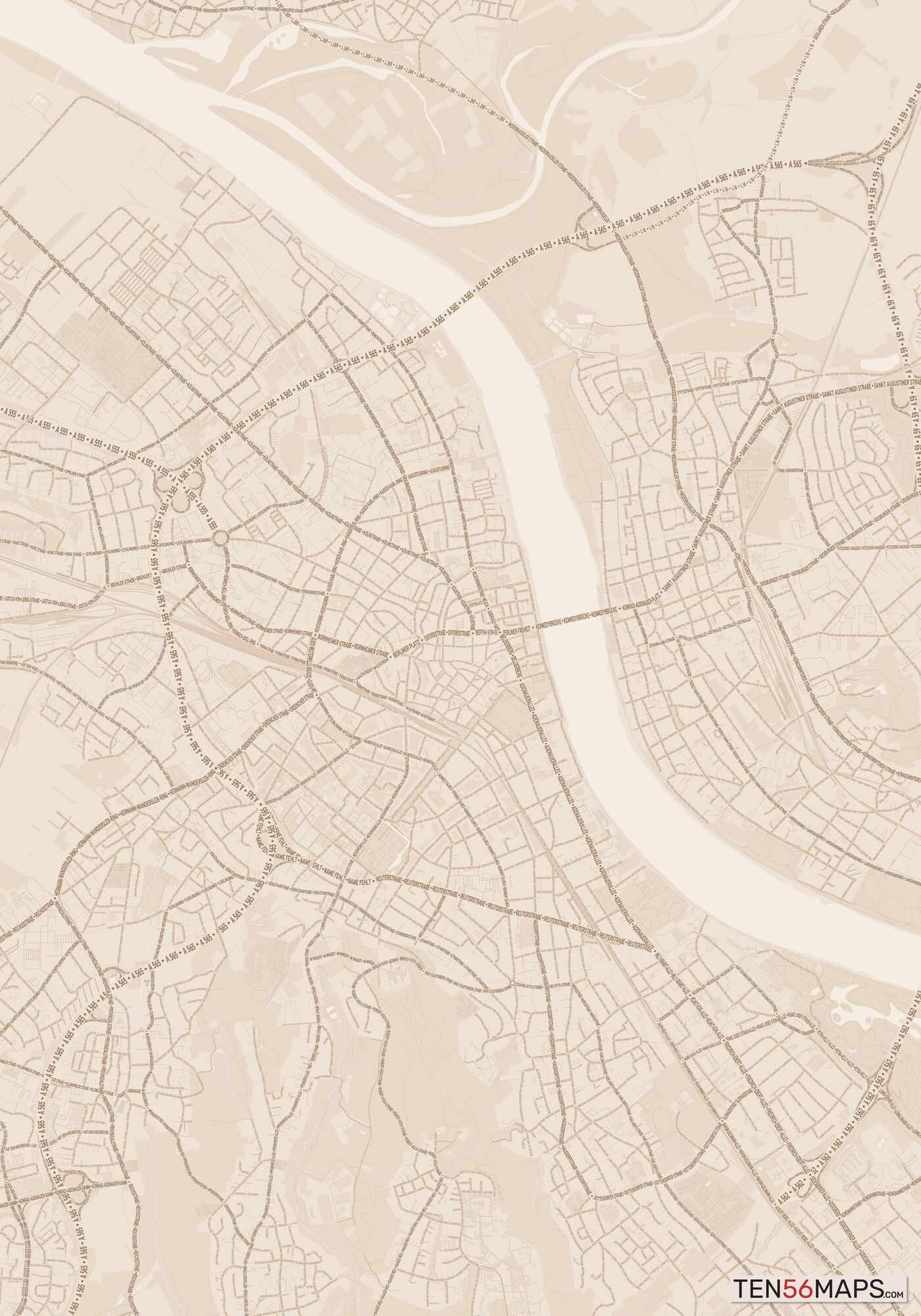 Color Variant Sand - All roads and water in a sand/beige color.