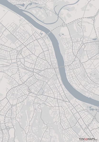 Color Variant Steel - Gray with water and major roads in muted blue.