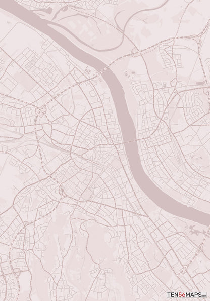 Color Variant Rose - Muted red roads and water.