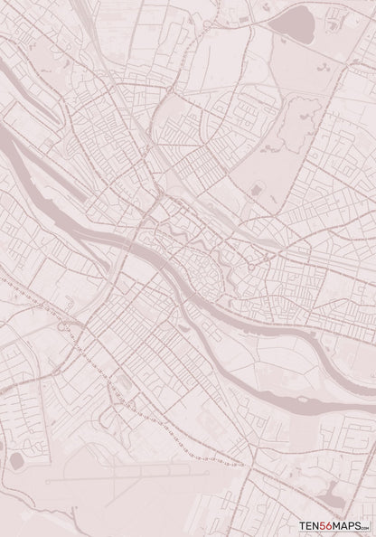 Color Variant Rose - Muted red roads and water.