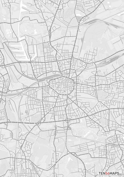 Color Variant Gray - Bright gray with mayor roads on dark gray background.