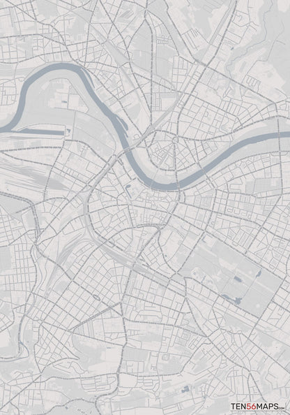 Color Variant Steel - Gray with water and major roads in muted blue.
