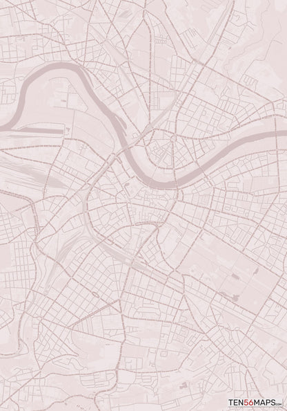 Color Variant Rose - Muted red roads and water.