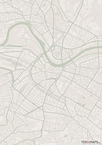 Color Variant Mint - Muted green water and major roads in darker green.