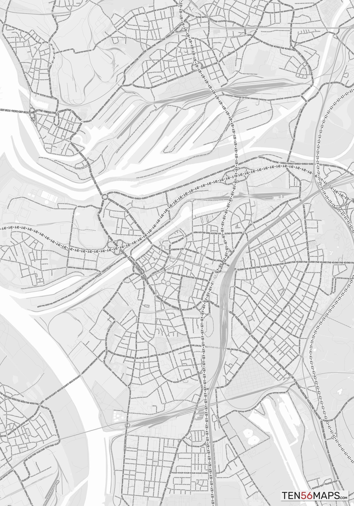 Color Variant Gray - Bright gray with mayor roads on dark gray background.