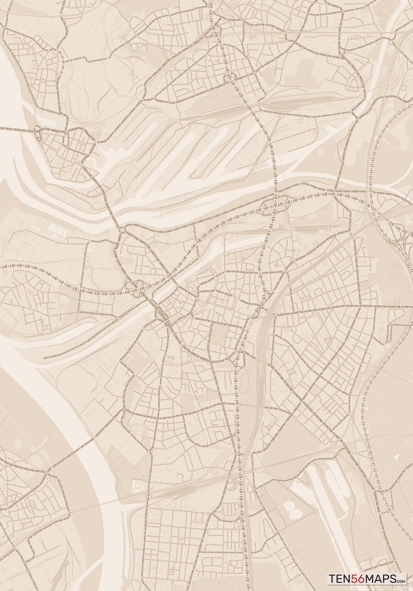 Color Variant Sand - All roads and water in a sand/beige color.