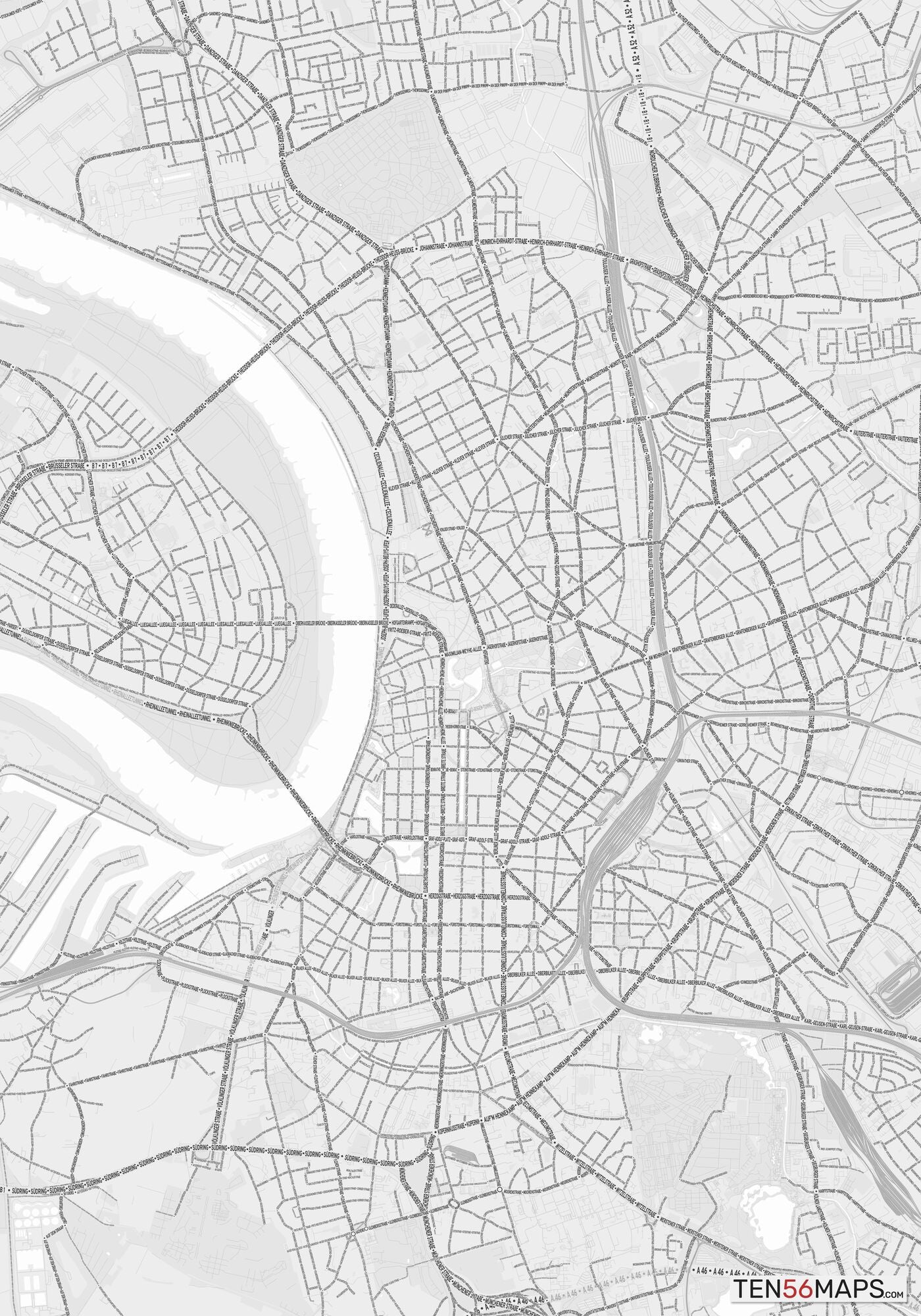 Color Variant Gray - Bright gray with mayor roads on dark gray background.