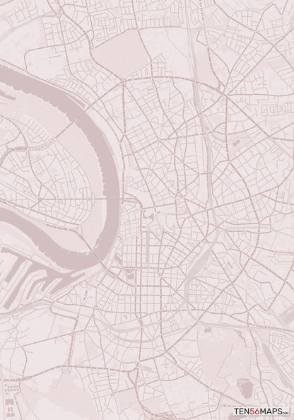 Color Variant Rose - Muted red roads and water.