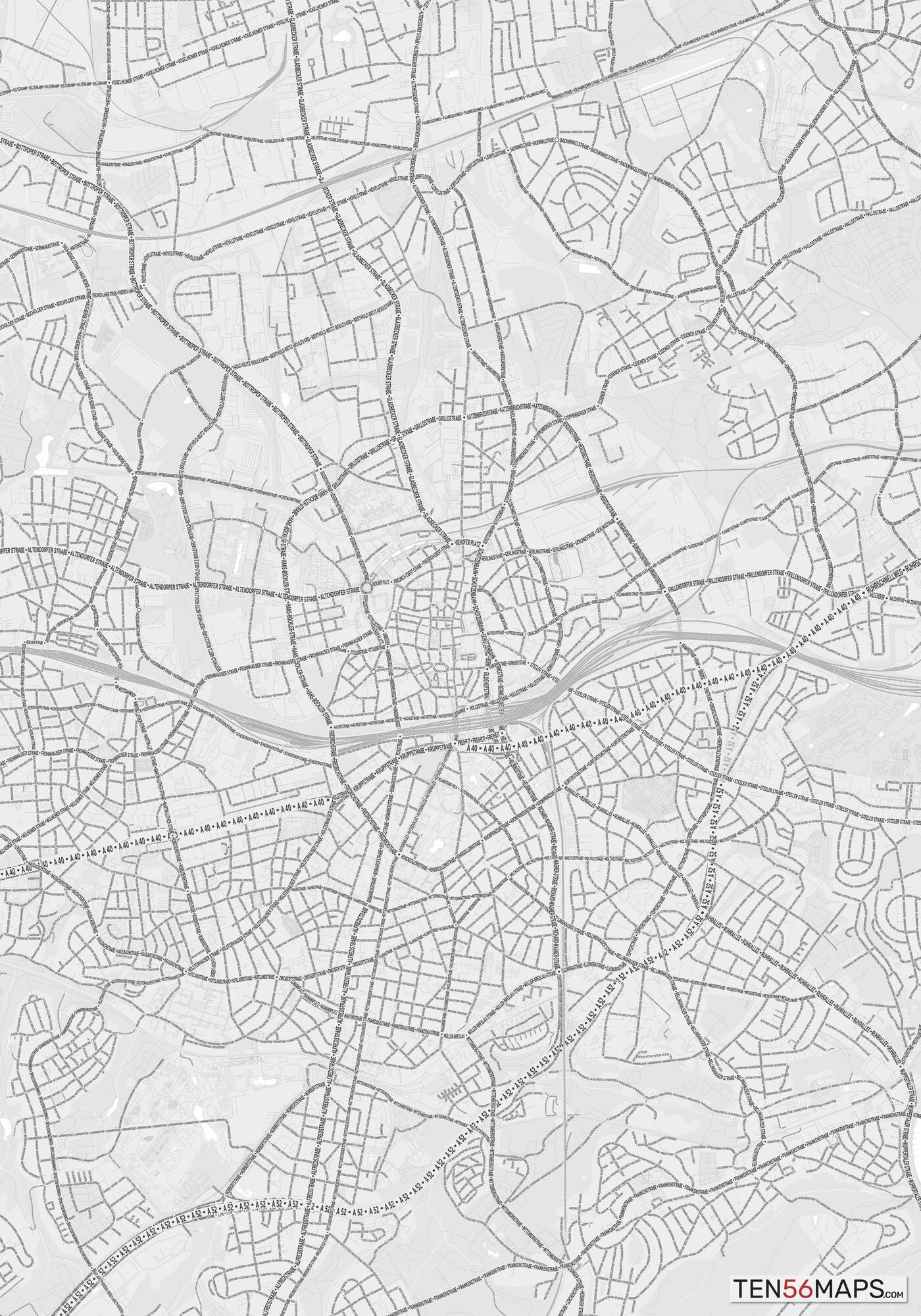Color Variant Gray - Bright gray with mayor roads on dark gray background.