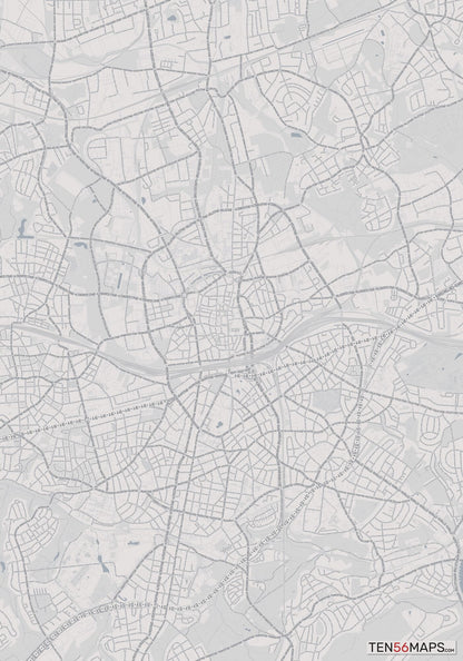 Color Variant Steel - Gray with water and major roads in muted blue.