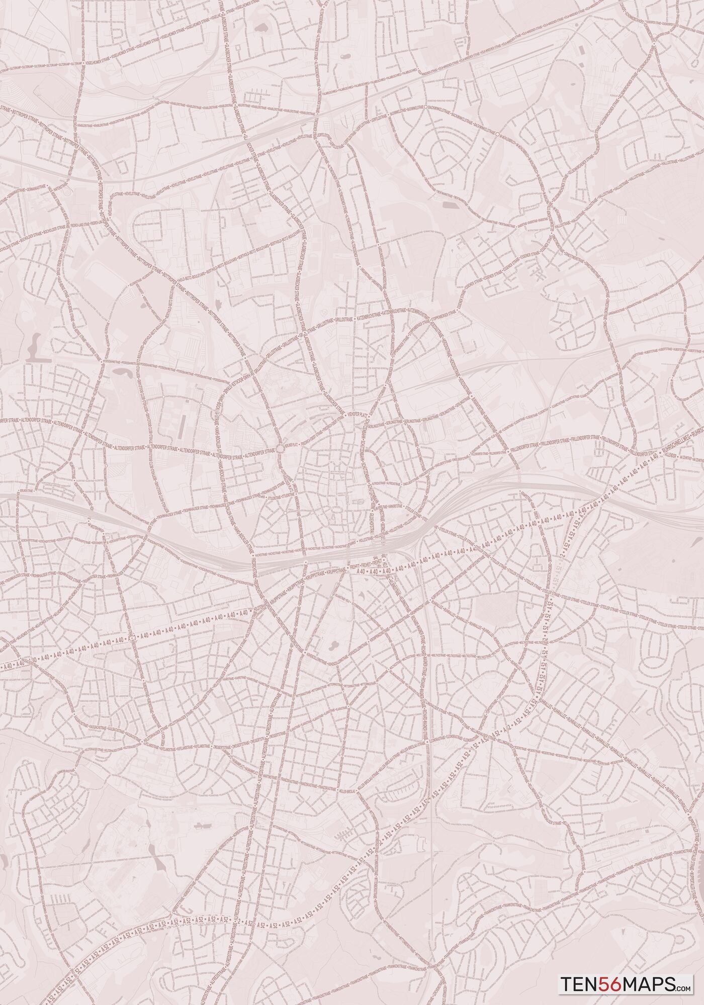 Color Variant Rose - Muted red roads and water.
