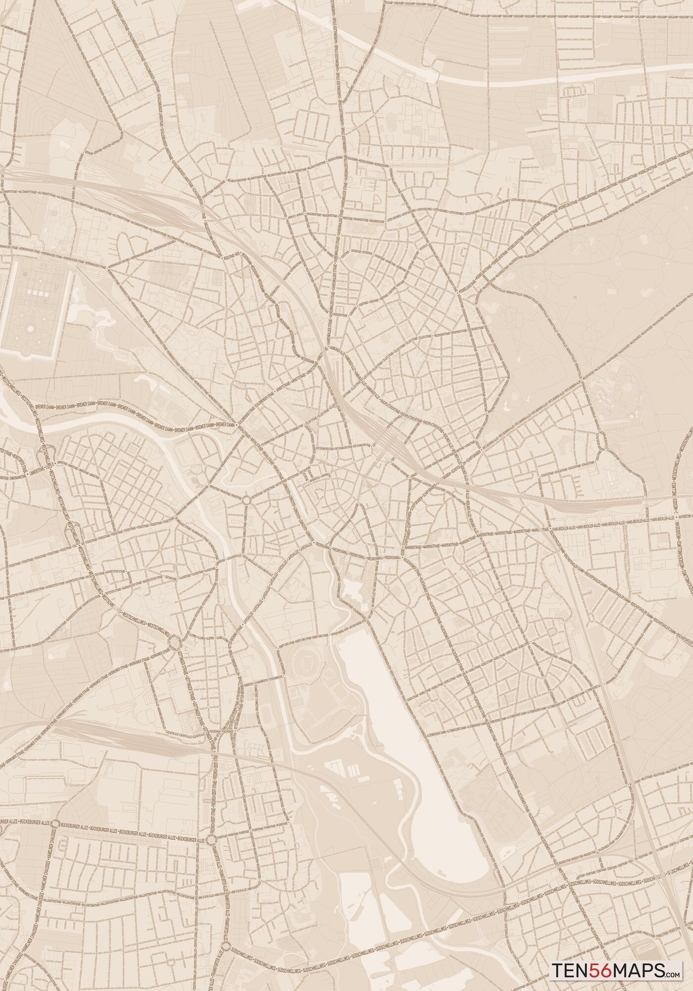 Color Variant Sand - All roads and water in a sand/beige color.