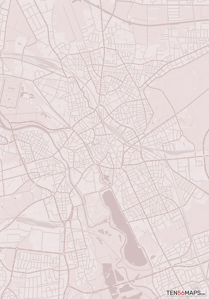 Color Variant Rose - Muted red roads and water.