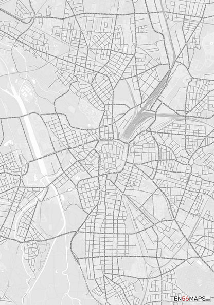 Color Variant Gray - Bright gray with mayor roads on dark gray background.