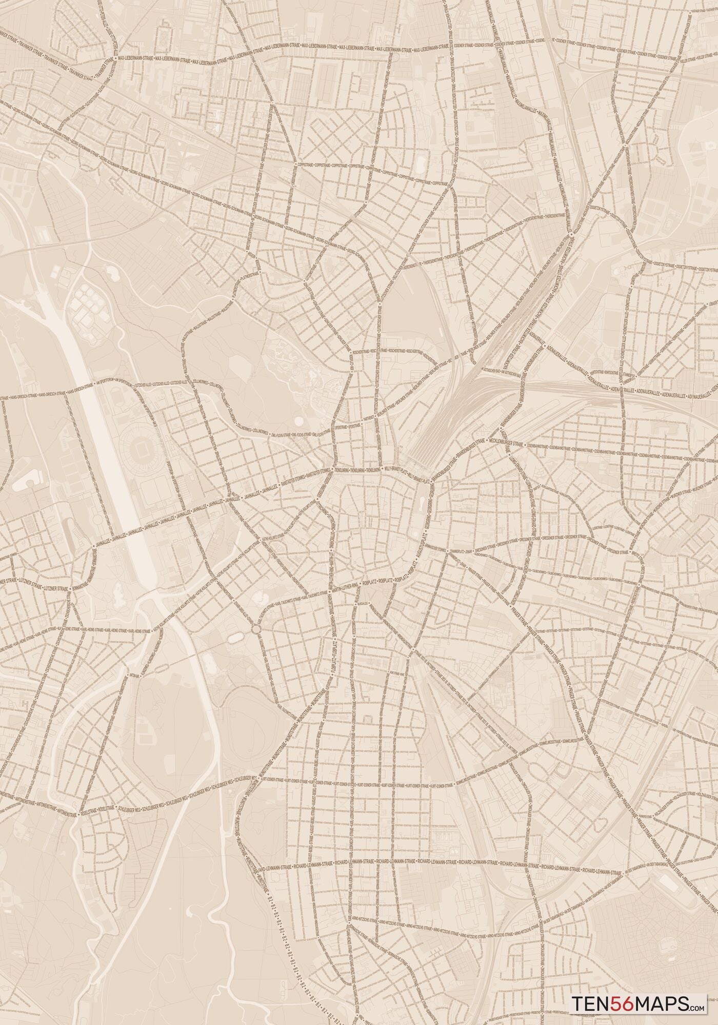 Color Variant Sand - All roads and water in a sand/beige color.