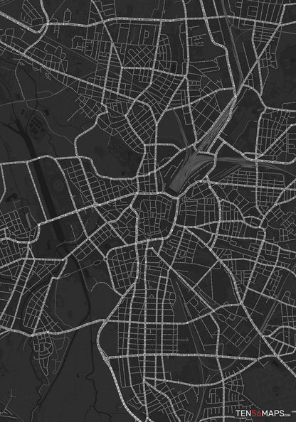 Color Variant Ruby - Dark grey with major roads highlighted in white.