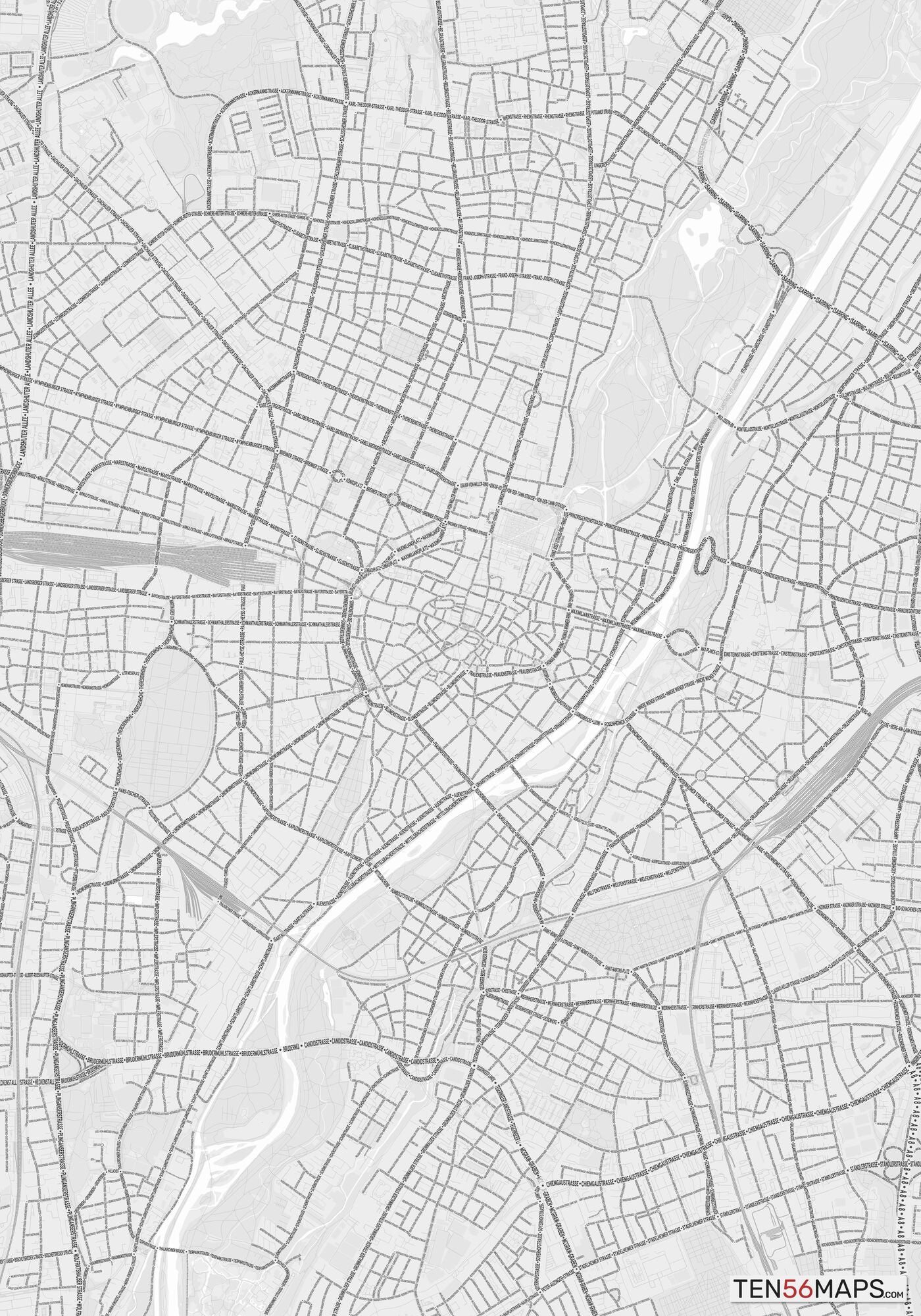 Color Variant Gray - Bright gray with mayor roads on dark gray background.