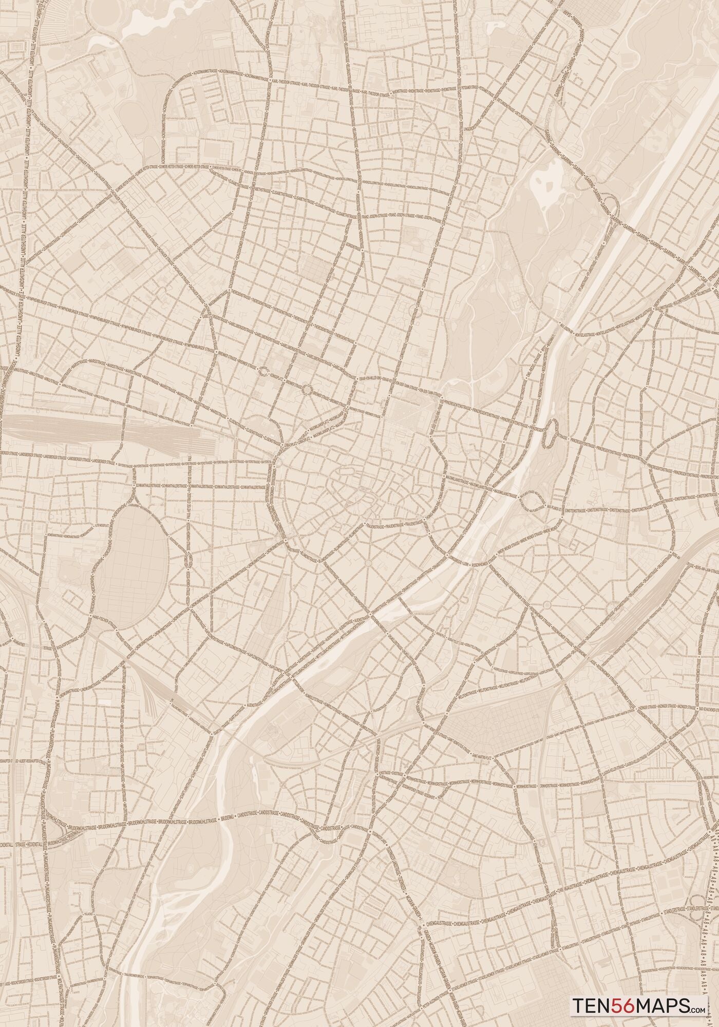 Color Variant Sand - All roads and water in a sand/beige color.