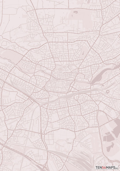 Color Variant Rose - Muted red roads and water.